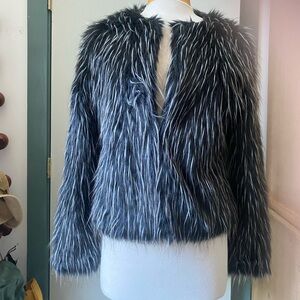 Celsius Faux Fur Jacket - Black and White